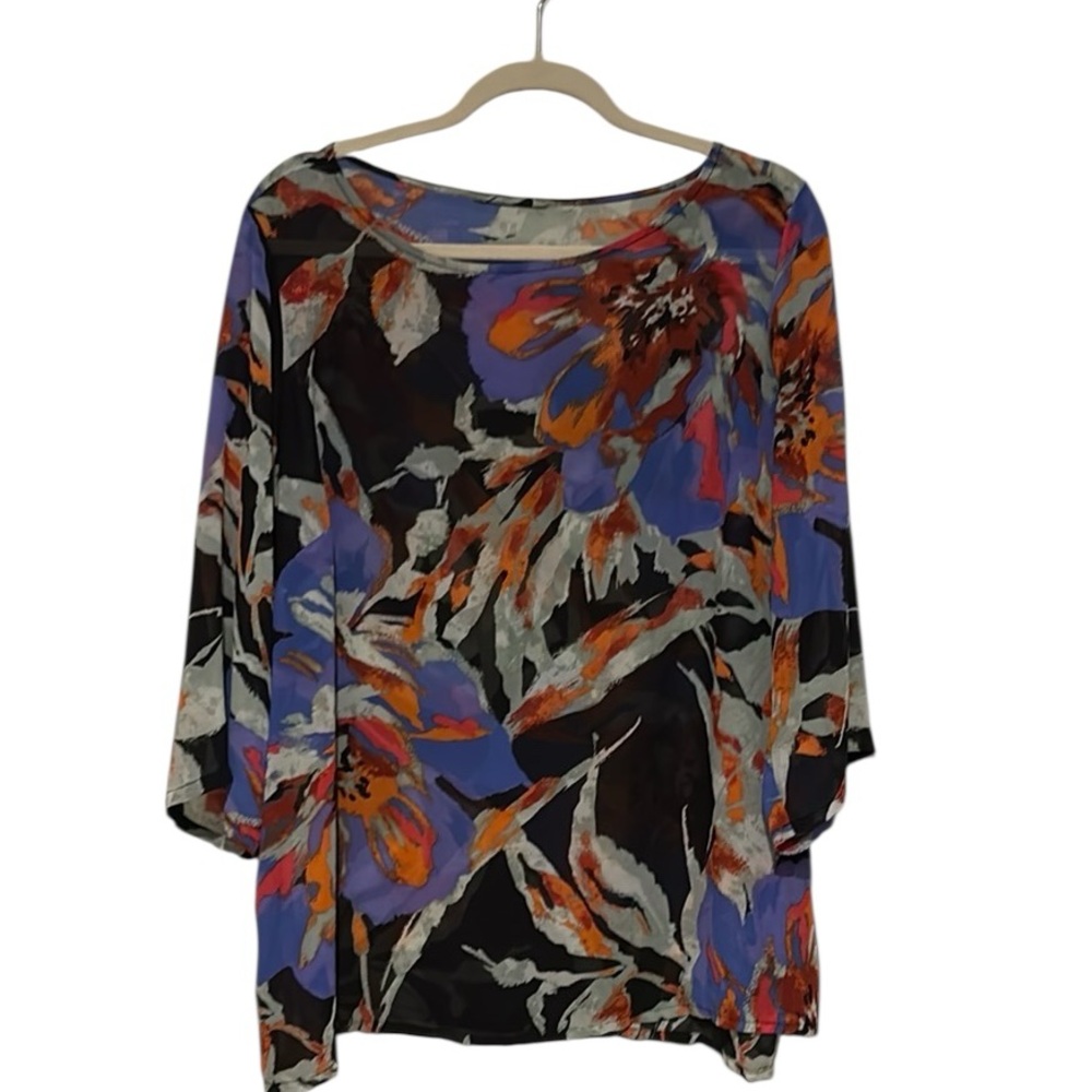 Chico’s Sheer Floral Print Women's Top